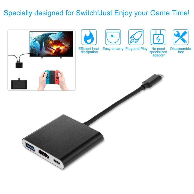 USB Type-C to HDMI USB 3.0 Charging Adapter Converter for MacBook TV Smartphone USB-C 3.1 Hub Splitter Cable for Nintend Switch - ebowsos