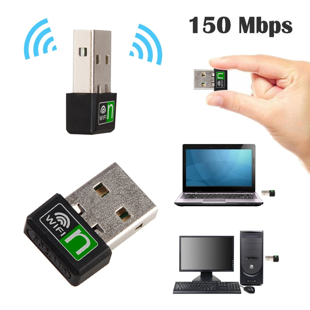 USB WiFi Wireless LAN Network Adapter 802.11 n/g/b 150Mbps Mini Wirele ...