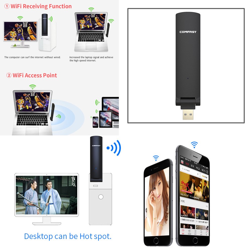 USB Wifi Adapter 600-1200mbps 802.11ac/b/g/n 2.4Ghz + 5.8Ghz Dual Band wi-fi dongle computer AC Network Card USB antenna - ebowsos