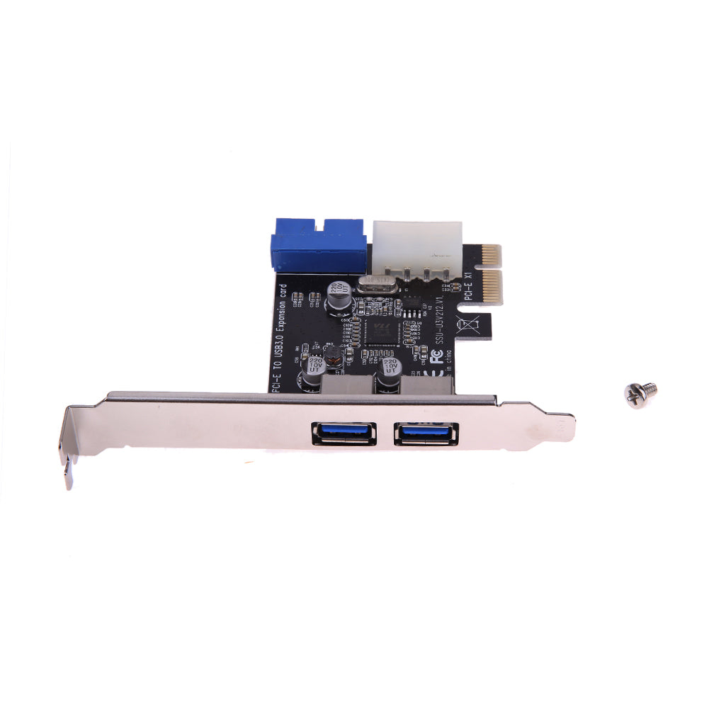 USB3.0 PCI-E Expansion Card Adapter External 2 Port USB3.0 Hub Internal 19pin Header PCIe Card 4pin IDE Power Connector - ebowsos