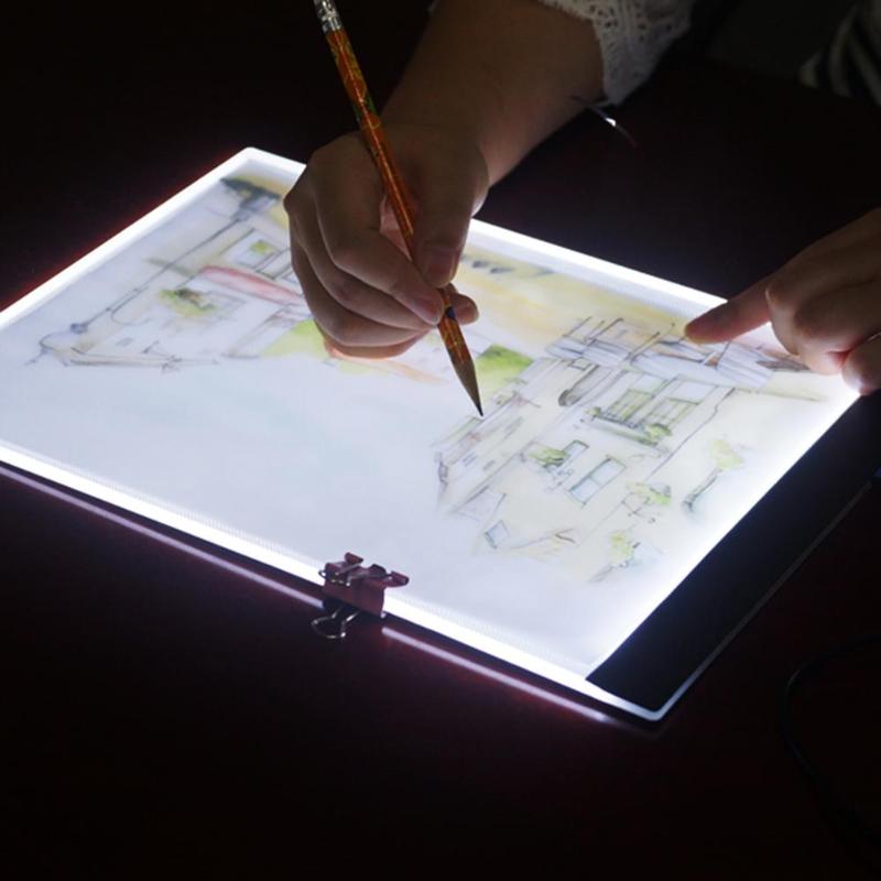 Ultra Bright USB Digital Tablets LED A4 Paper LED Copy Pad Art Drawing Tracing Stencil Writing Board Touch Type Artist Plate - ebowsos