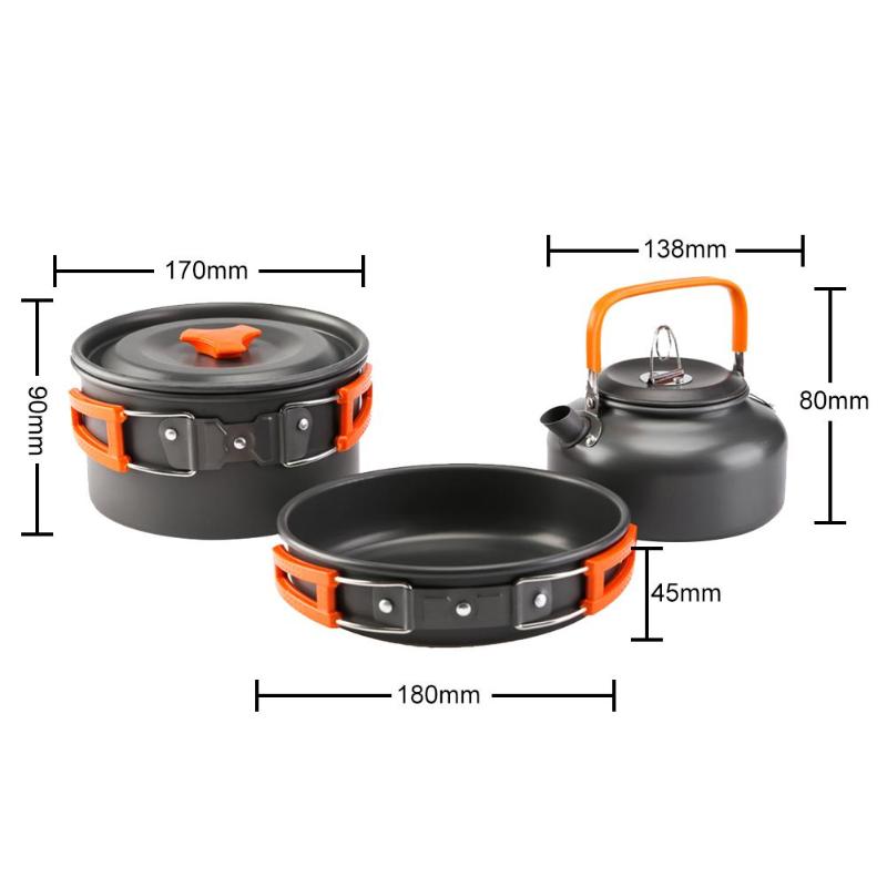 Ultra-Light Portable Outdoor Camping Cookware Water Kettle Pan Sets Picnic Camping Cookware Cooking Kits Utensils Hiking Picnic-ebowsos
