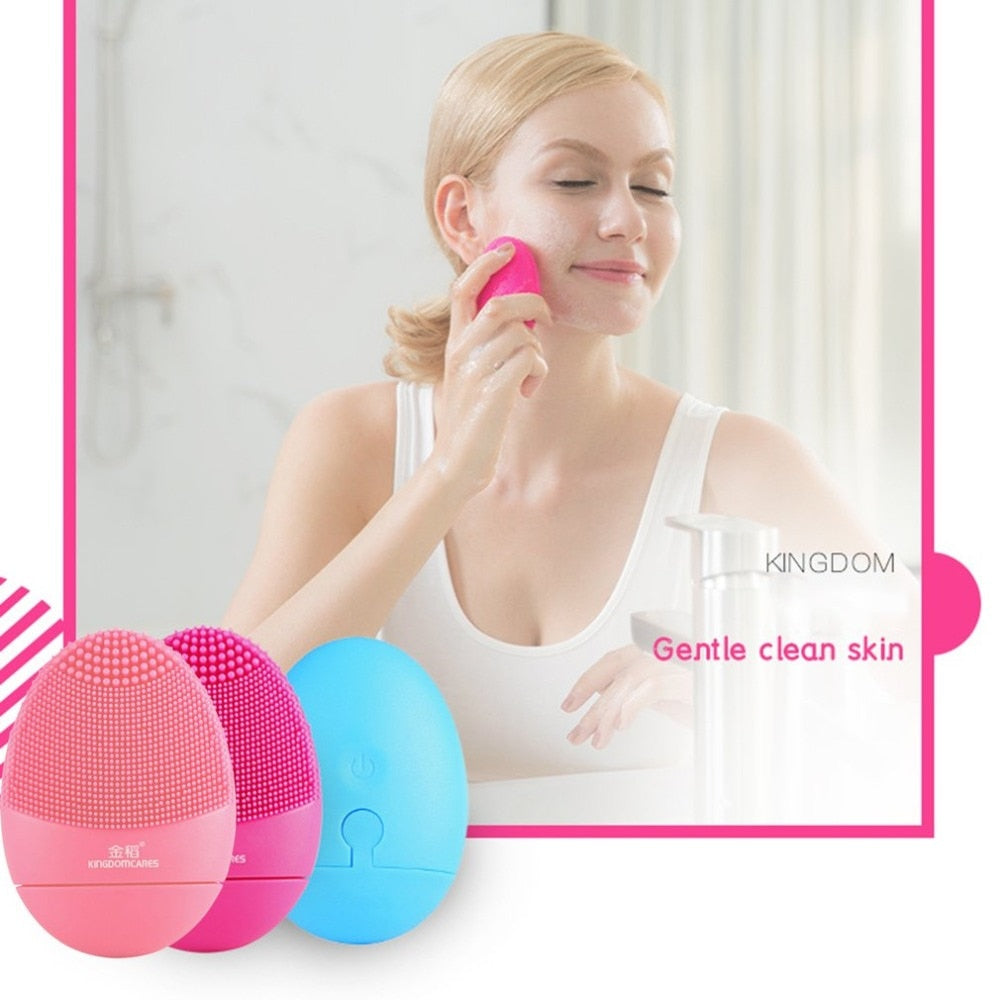 Ultrasonic Electric Facial Cleansing Brush Face Washing Vibration Skin Blackhead Removal Pore Cleanser Silicone Massager care - ebowsos