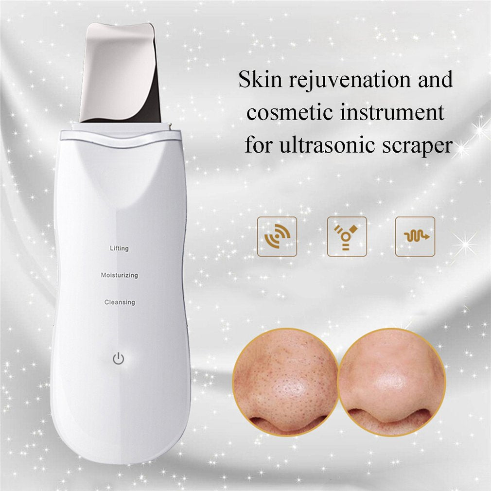 Ultrasonic Ion Facial Device Deep Cleansing Electric Beauty Dirt Remover Face Massager Refresh Skin Scrubber - ebowsos