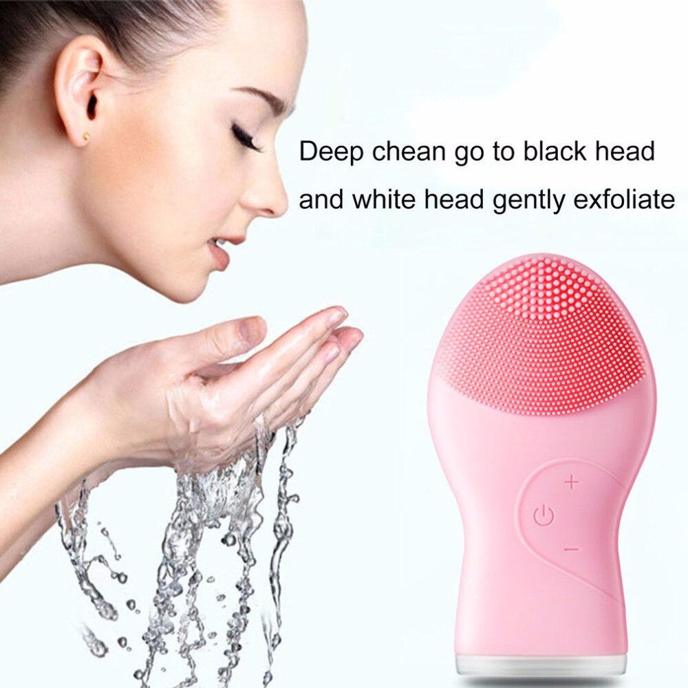 Ultrasonic Silica Gel Face Cleansing Device Blackhead Acne Removal Rechargeable Electric Facial Cleaner Beauty Instrument - ebowsos