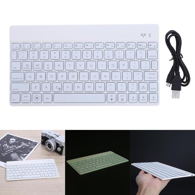 Ultrathin Wireless Bluetooth Keyboard 7 Colors illuminated Backlit Portable Silm Gaming Bluetooth 3.0 Keyboards for PC Tablet - ebowsos