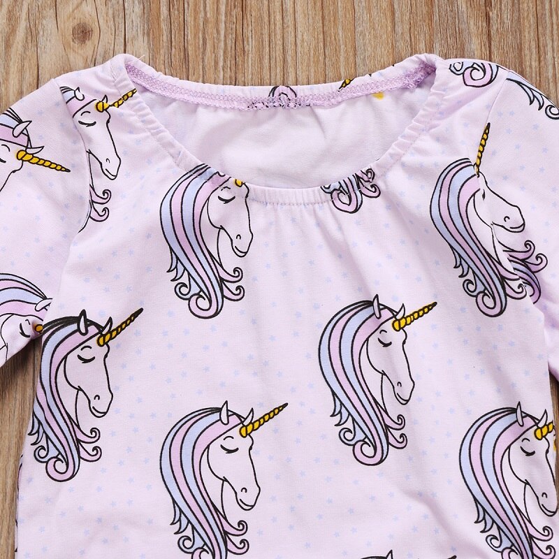 Unicorn Girls Suit Newborn Baby Girls Floral Unicorn Long Sleeve Bodysuits Cotton Jumpsuit Clothes US Stock - ebowsos