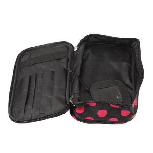 Unique Dots Pattern Double Layer Cosmetic Bag Black - ebowsos