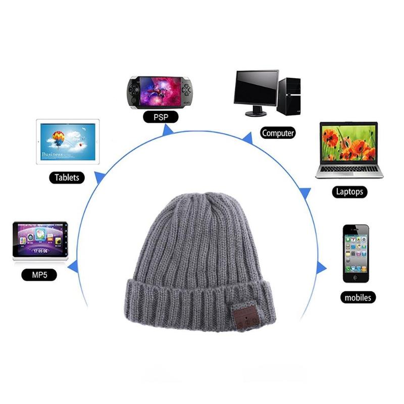 Unisex Winter Bluetooth4.0 Headset Flanging Hats Headphone Music Player Hat Earphone Acrylic Fibres Cap - ebowsos