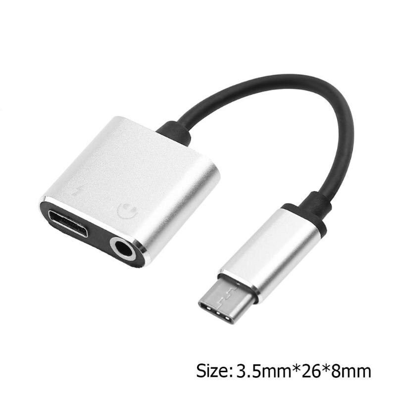Universal 2 in 1 Type-C USB-C to 3.5mm Headphone Earphone Jack Audio Charging Cable Adapter Converter Wire High Quality Cables - ebowsos