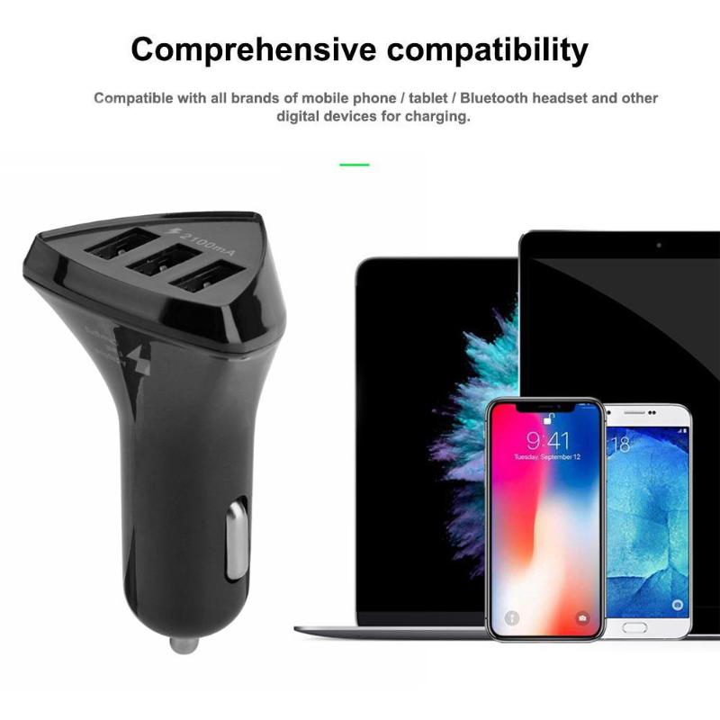Universal 3 Ports USB Car Charger 5V/3.1A Quick Charging Power Adapter for Tablet iPhone Samsung High Quality Car Charger New - ebowsos
