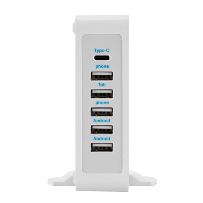 Universal 6 Ports USB 3.1 Type-C Quick Charger 5V 10A Mobile Phone Desktop Charger with Heatsink High Quality USB Charger New - ebowsos
