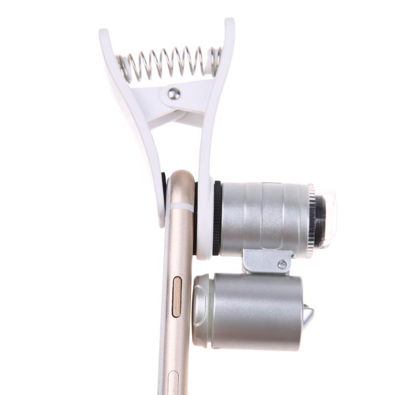 Universal 60X Zoom 2 LED 1UV Light Microscope Lenses Telescope Mobile Phone Micro Lens lente Clip For iPhone Samsung Smartphones - ebowsos