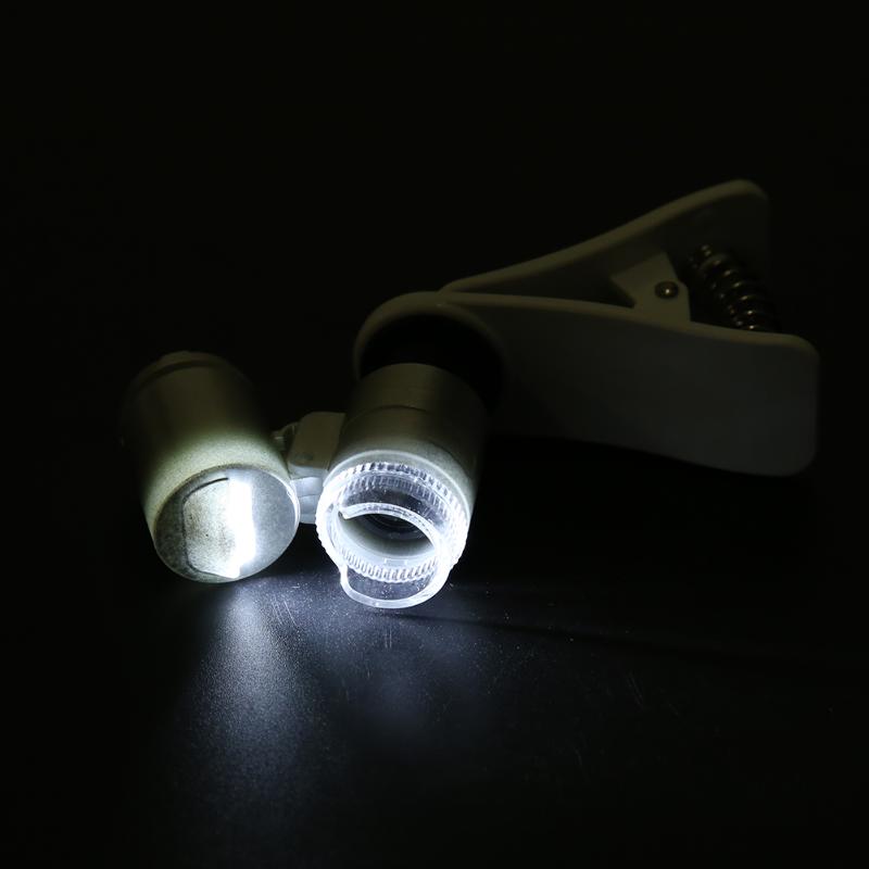 Universal 60X Zoom 2 LED 1UV Light Microscope Lenses Telescope Mobile Phone Micro Lens lente Clip For iPhone Samsung Smartphones - ebowsos