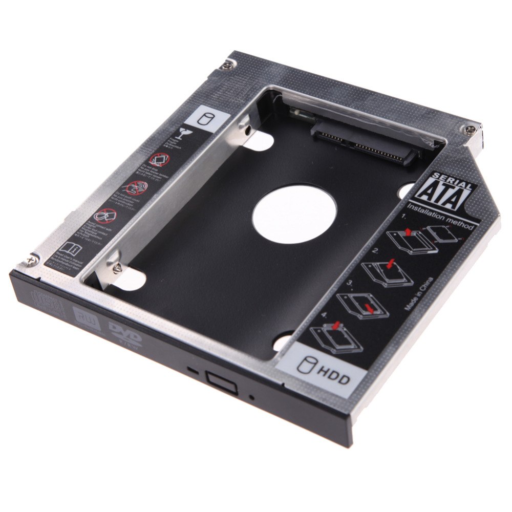 Universal Aluminum SATA 2.5'' 9.5mm 2nd  SSD HDD Case Enclosure Hard Drive Caddy forCD/DVD-ROM Optical Bay with Screwdriver - ebowsos