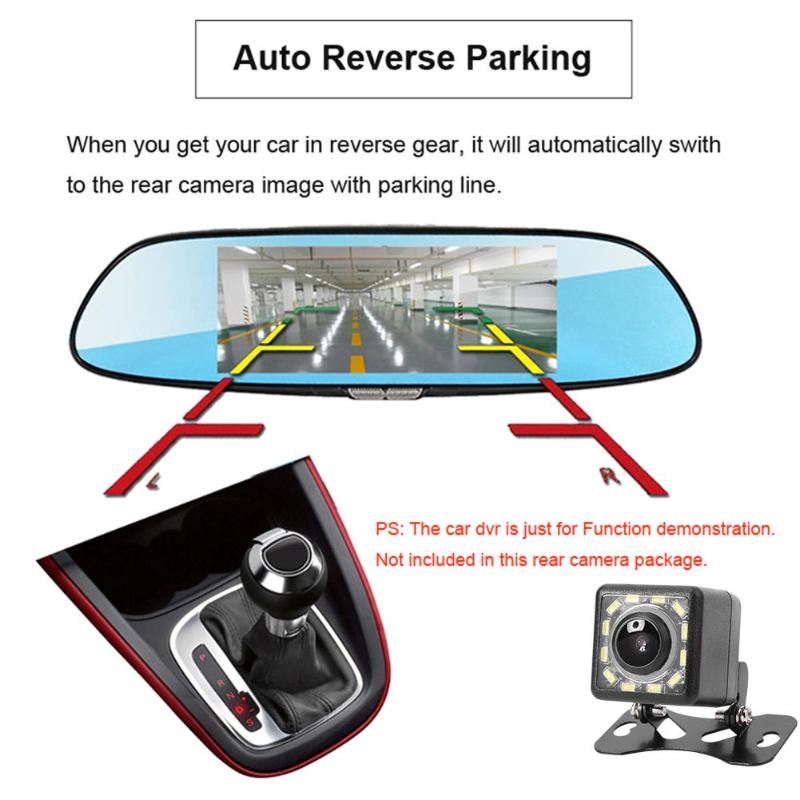 Universal Car Rear View Camera IP68 Waterproof HD Night Vision Backup Reversing Camera Vehicle Camera with 12 Bright LED Lights - ebowsos