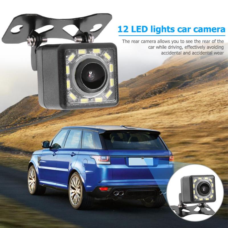 Universal Car Rear View Camera IP68 Waterproof HD Night Vision Backup Reversing Camera Vehicle Camera with 12 Bright LED Lights - ebowsos