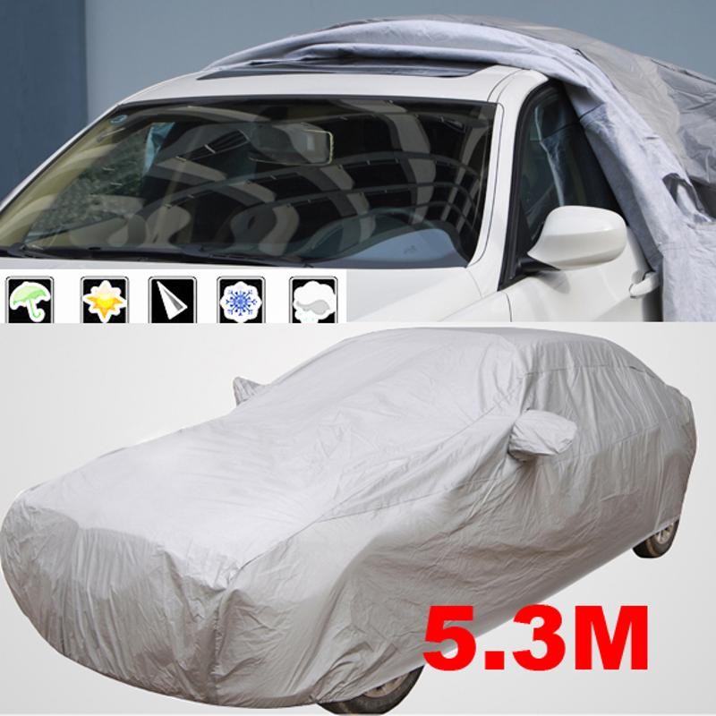 Universal Full Car Cover Waterproof Thicken Case For Car Sunshade Snow Protection Dustproof Anti-UV Scratch-Resistant Size XXL - ebowsos