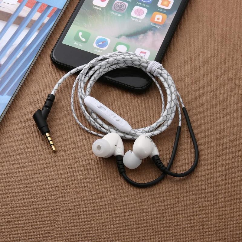 Unviersal Sports Wired Earphone In Ear 3.5mm Waterproof Braided Earpiece Headset Super Bass Subwoofer Earbuds for Mobile Phone - ebowsos