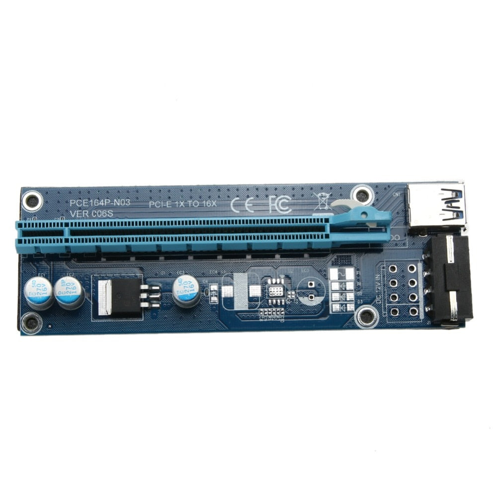 Upgraded Riser Board PCIe PCI Express Riser Card 1x to 16x USB 3.0 Data Cable SATA to 4pin Power Cable 30/60cm for Bitcoin Miner - ebowsos