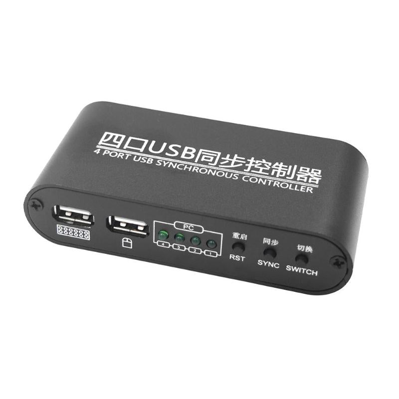 4 Port USB Synchronous Controller  Keyboard Mouse Synchronizer for Multiple PC Game Control with Cables - ebowsos