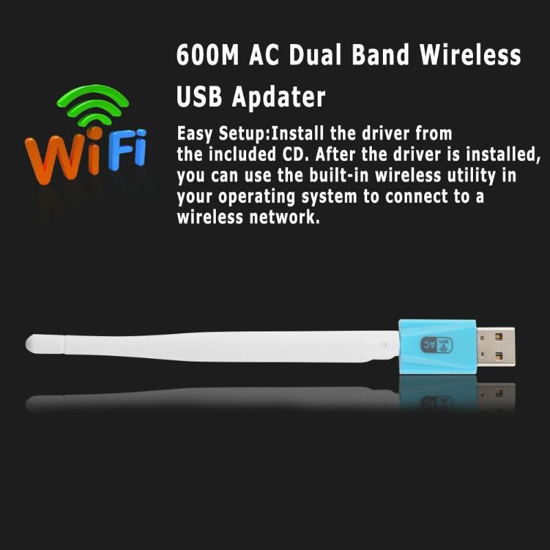 Dual Band 2.4G 5.8G AC 600Mbps USB WiFi Dongle Wireless Adapter 600Mbps Network Card for Computer PC Laptop Desktop - ebowsos