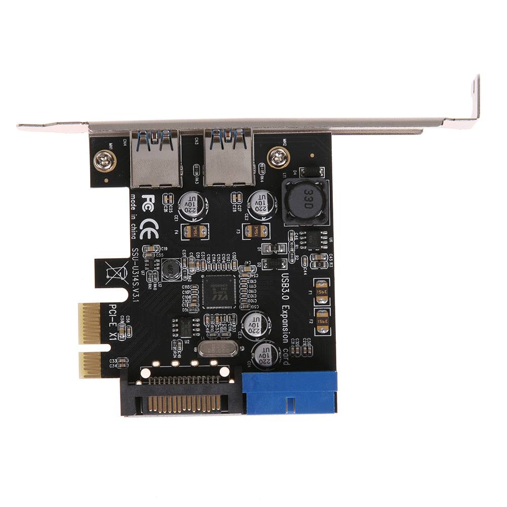 U3V14S PCIE Transfer 2Ports USB3.0 Expansion Card Desktop Front 19/20PIN Interface for Windows XP/7/8/8.1/10 - ebowsos