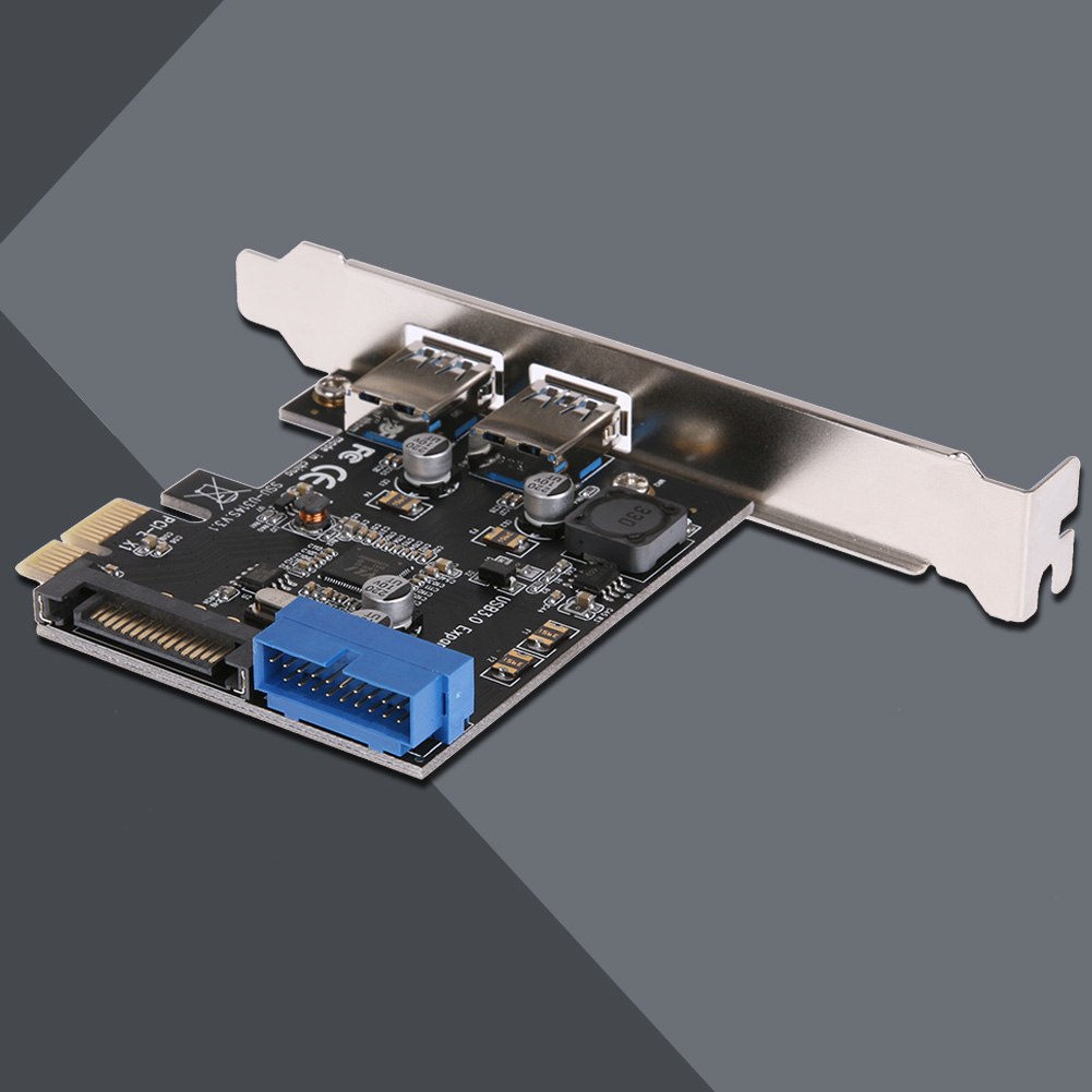 U3V14S PCIE Transfer 2Ports USB3.0 Expansion Card Desktop Front 19/20PIN Interface for Windows XP/7/8/8.1/10 - ebowsos