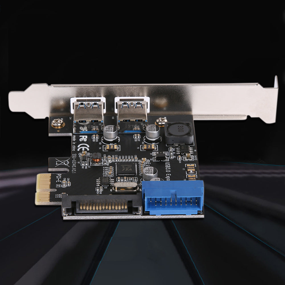 U3V14S PCIE Transfer 2Ports USB3.0 Expansion Card Desktop Front 19/20PIN Interface for Windows XP/7/8/8.1/10 - ebowsos