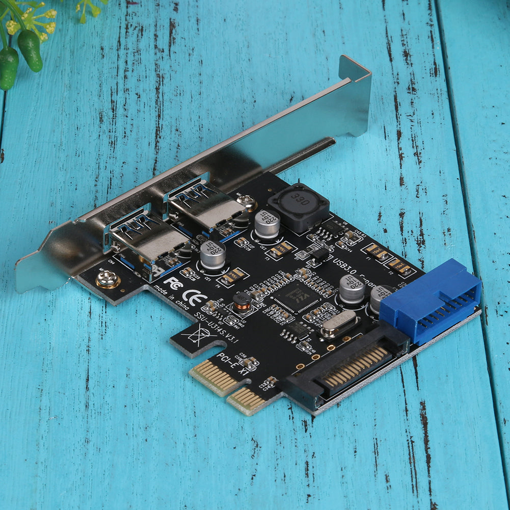 U3V14S PCIE Transfer 2Ports USB3.0 Expansion Card Desktop Front 19/20PIN Interface for Windows XP/7/8/8.1/10 - ebowsos