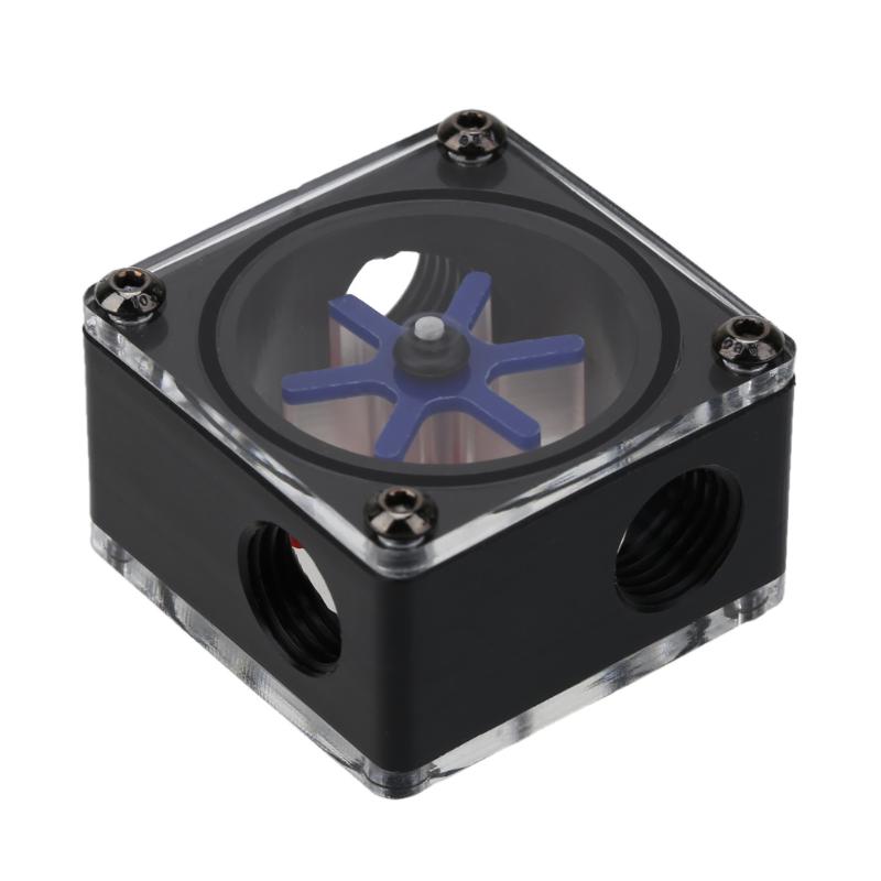 Computer Flow Meter Water Cooling Flow Meter POM G1/4 Port 3 Impeller Water Flow Meter ...
