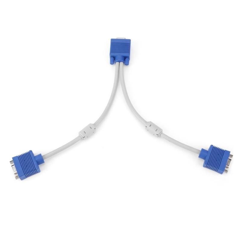 VGA Male to 2 Female Y Splitter Cable SVGA Monitor Adapter Extension Converter Video Cable Cord Wire High Quality Splitter Cable - ebowsos