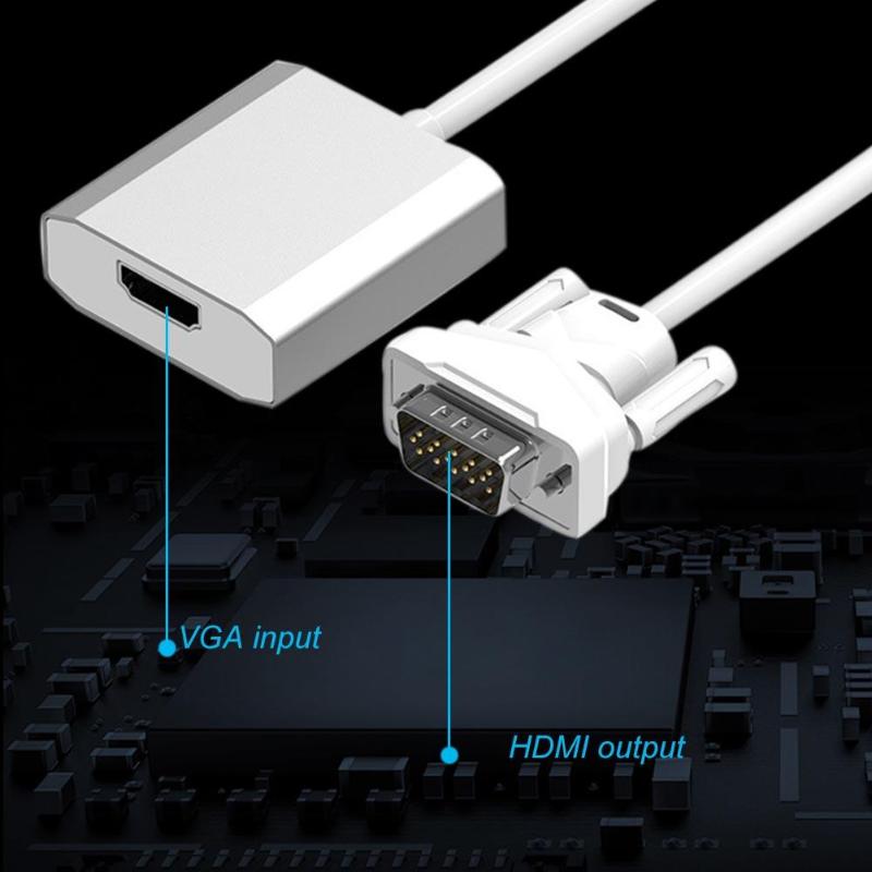 VGA Male to HDMI Female Adapter Cable 1080P Analog to Digital Video Audio Converter Cables Cord Wire Line 15cm - ebowsos