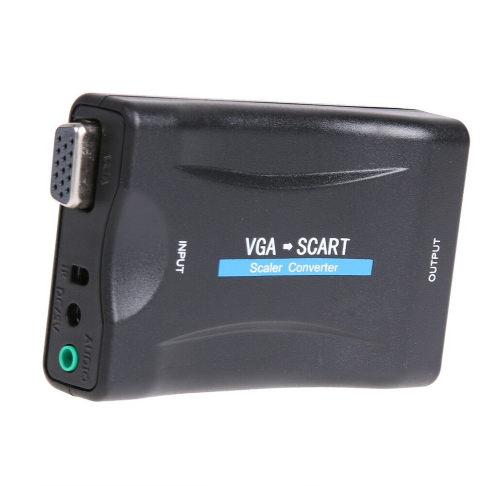 VGA to Scart Converter Video Audio Converter Support European TV sets with SCART input Interface with Remote Control - ebowsos