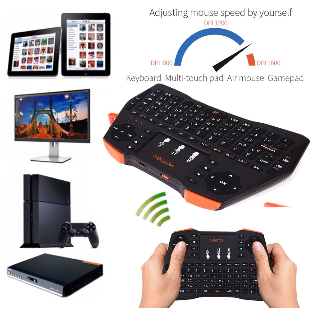 VIBOTON I8puls Wireless Mini Keyboard Multimedia Keys i8 Plus Air Mouse Touchpad Keyboard for Smart TV PC Desktop Laptop Tablet - ebowsos