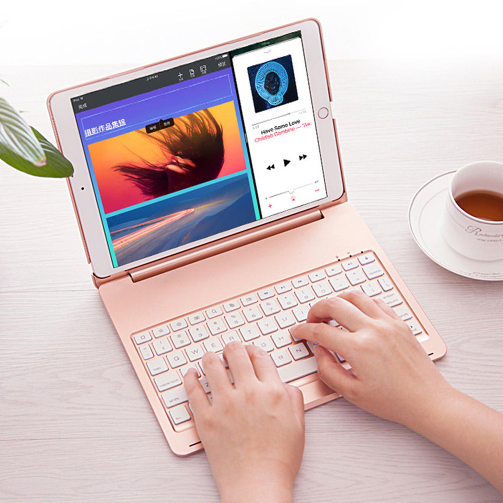 Mini Multifuction Keyboard 7 Colors Backlit Light Wireless Bluetooth Keyboard Case Cover for iPad Pro 10.5inch - ebowsos