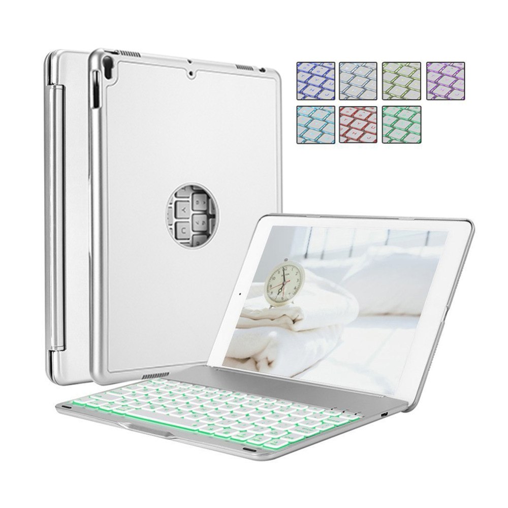 Mini Multifuction Keyboard 7 Colors Backlit Light Wireless Bluetooth Keyboard Case Cover for iPad Pro 10.5inch - ebowsos