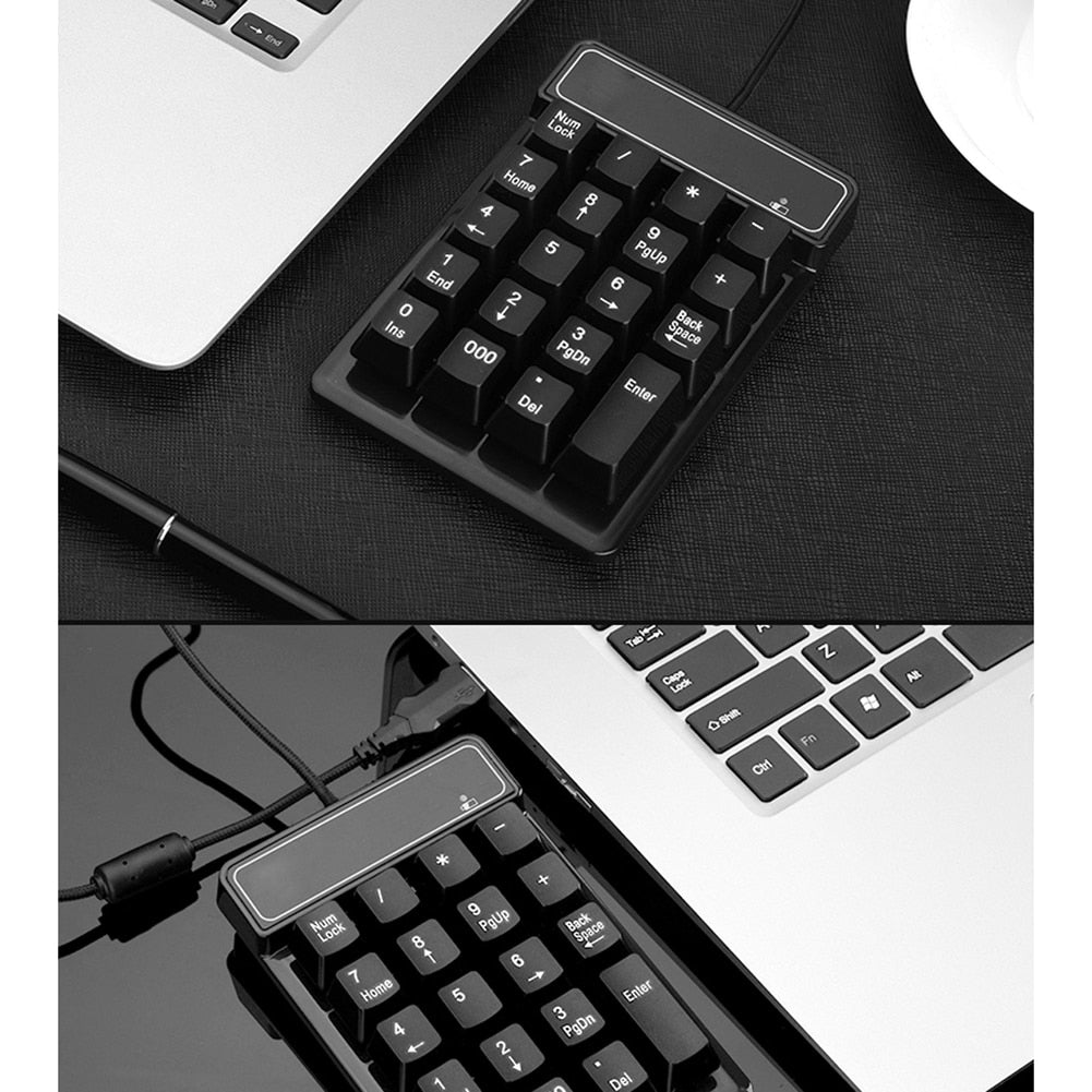 Numeric Keyboard 1.5m/4.9ft USB Wired 19 Keys Keypad Mechanical Feeling Numeric Keyboard for Windows 7 8 9 XP - ebowsos