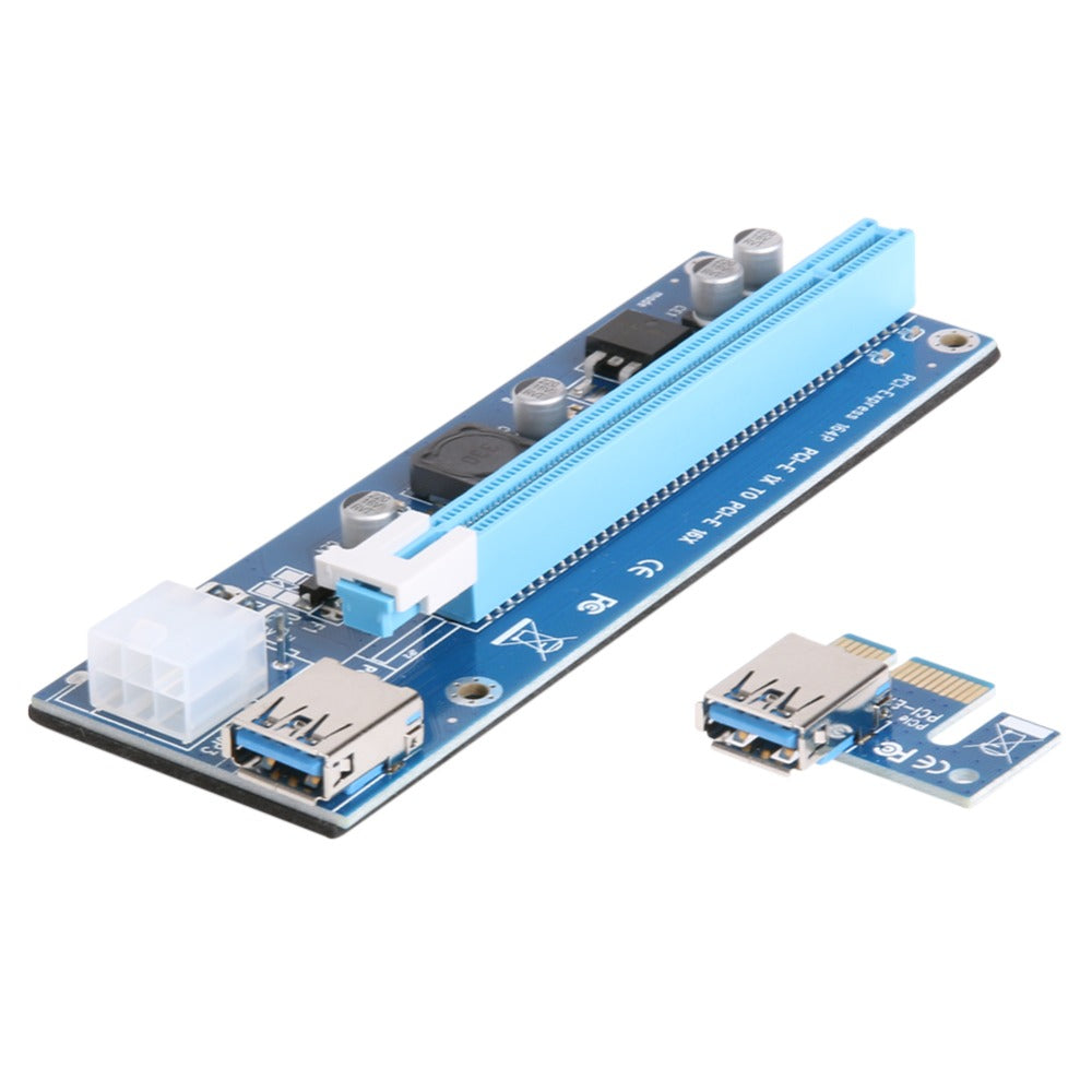 Upgraded USB 3.0 PCIe PCI-E PCI Express Riser Card 1x To 16x Extender Adapter w/ 15pin to 6PIN Power Cable For BTC Miner - ebowsos