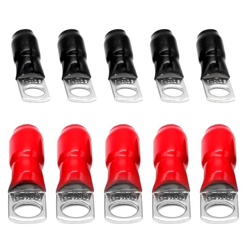 10pcs Car Audio Power Ground Wire Ring Terminals 4AWG/6AWG Gauge M8 Connectors with Car Electronics Ring Terminals Boot - ebowsos