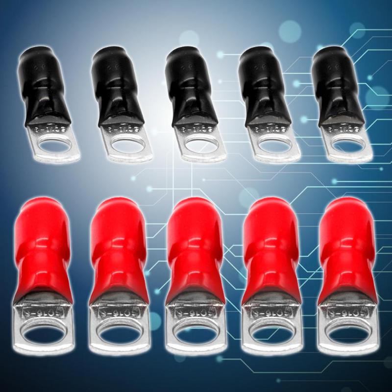 10pcs Car Audio Power Ground Wire Ring Terminals 4AWG/6AWG Gauge M8 Connectors with Car Electronics Ring Terminals Boot - ebowsos