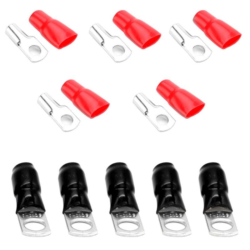 10pcs Car Audio Power Ground Wire Ring Terminals 4AWG/6AWG Gauge M8 Connectors with Car Electronics Ring Terminals Boot - ebowsos