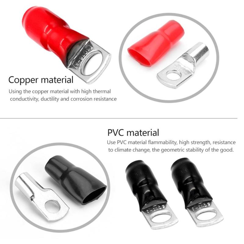 10pcs Car Audio Power Ground Wire Ring Terminals 4AWG/6AWG Gauge M8 Connectors with Car Electronics Ring Terminals Boot - ebowsos