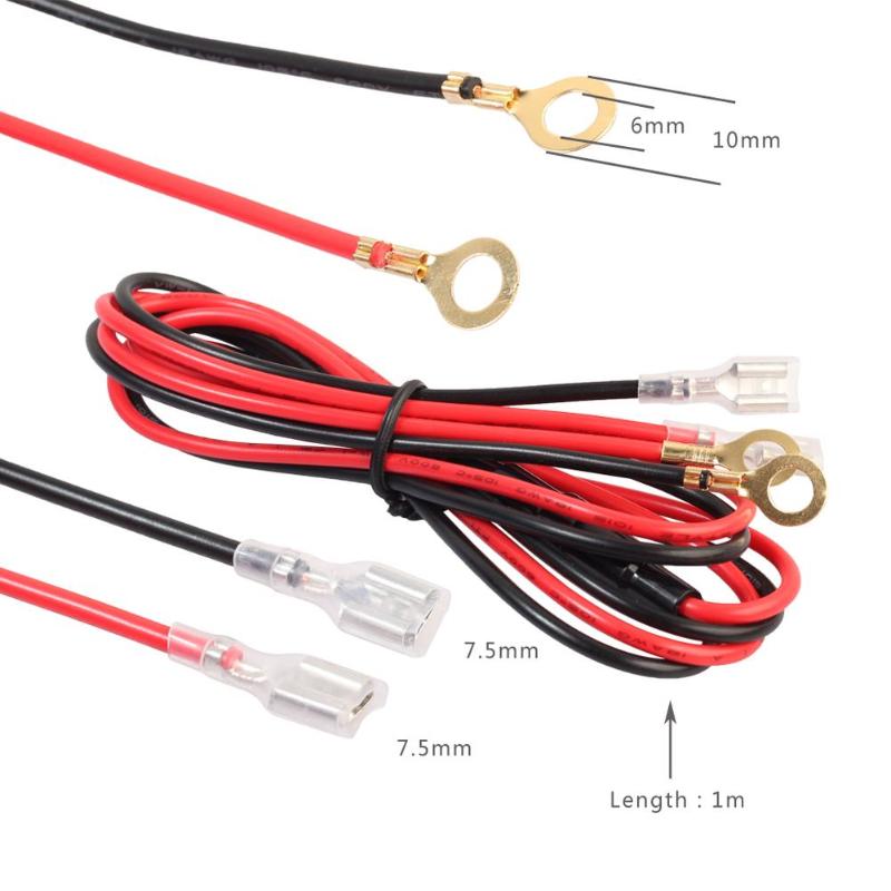 1m/3.3ft Car Cigarette Lighter Installation Cable Car Charger USB Cable Power Cord 18AWG 10A Copper Wire with Fuse - ebowsos