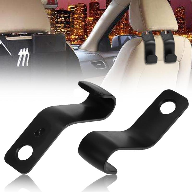 1pair Car Back Seat Headrest Hanger Holder Hooks for Bag Purse Cloth Grocery Storage Auto Fastener Clip - ebowsos