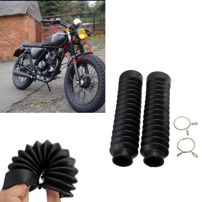 2Pcs/Set Car-Styling Black Universal Motorcycle Rubber Front Fork Cover Shock Absorber Gaiters Gators Boots Dust Case - ebowsos
