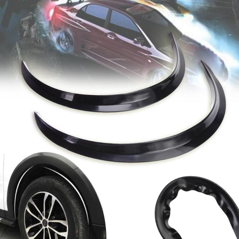2pcs Universal Car Wheel Fender Flare Extension Wide Arch Protector Black Stripe High Quality Car Styling - ebowsos