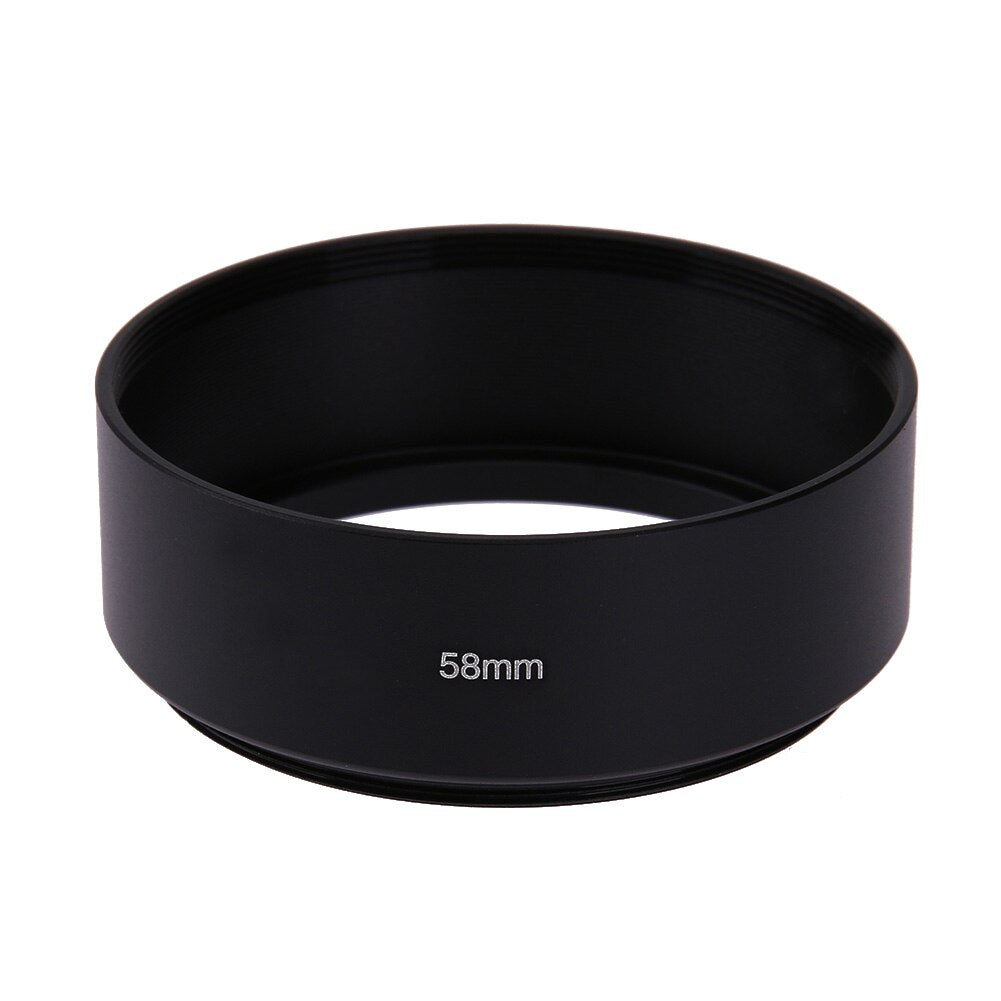 4pcs/set 58mm Standard Lens Hood + Telephoto + Wide Angle + Vented Curved Metal Lens Hood for Camera - ebowsos