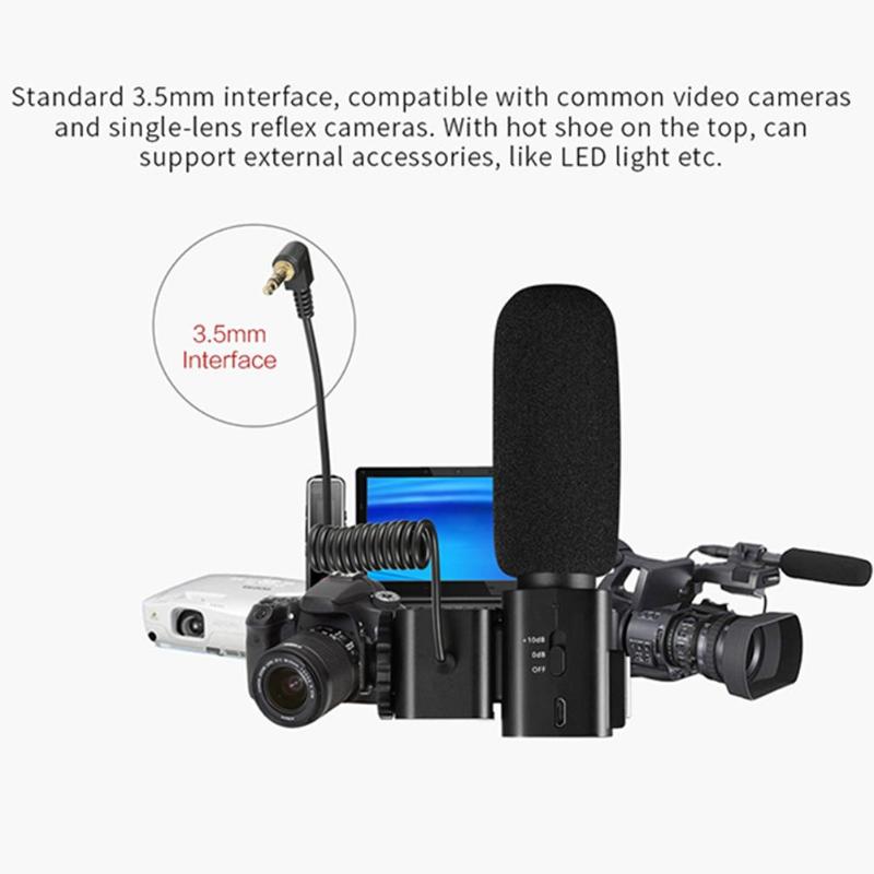 Camera Microphone CM520 External Microphone Super Cardioid Uni-diectivity Electret Condenser Mic for Canon Nikon Hot Shoe - ebowsos