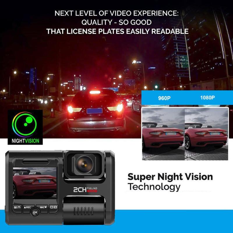 Car DVR Camera T692C 2.0 Inch LCD 1080P FHD Dual Lens Night Vision Dash Cam Video Recorder Car Dash Camera High Quality - ebowsos